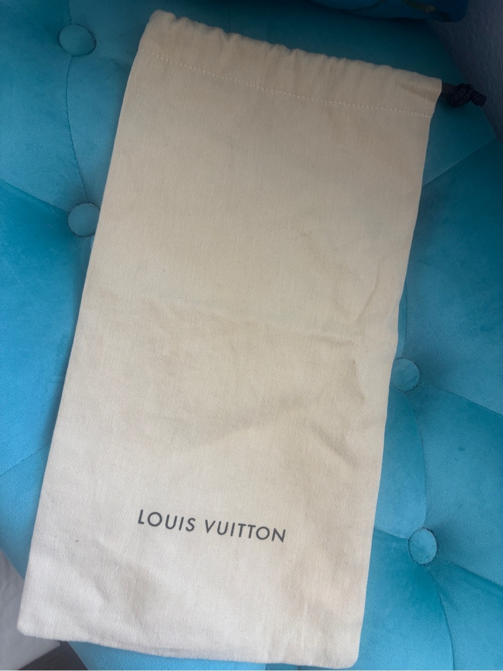 Louis Vuitton Cream Drawstring Dust Bag with Logo